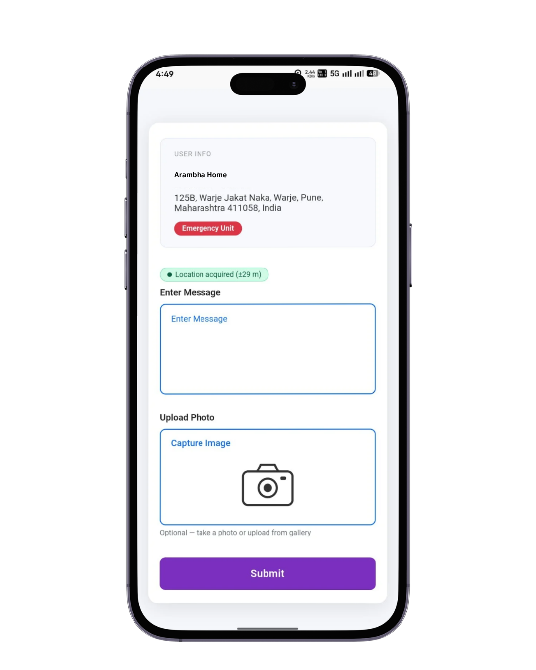 Door security app user profile showing visitor details, access information, and safety verification data