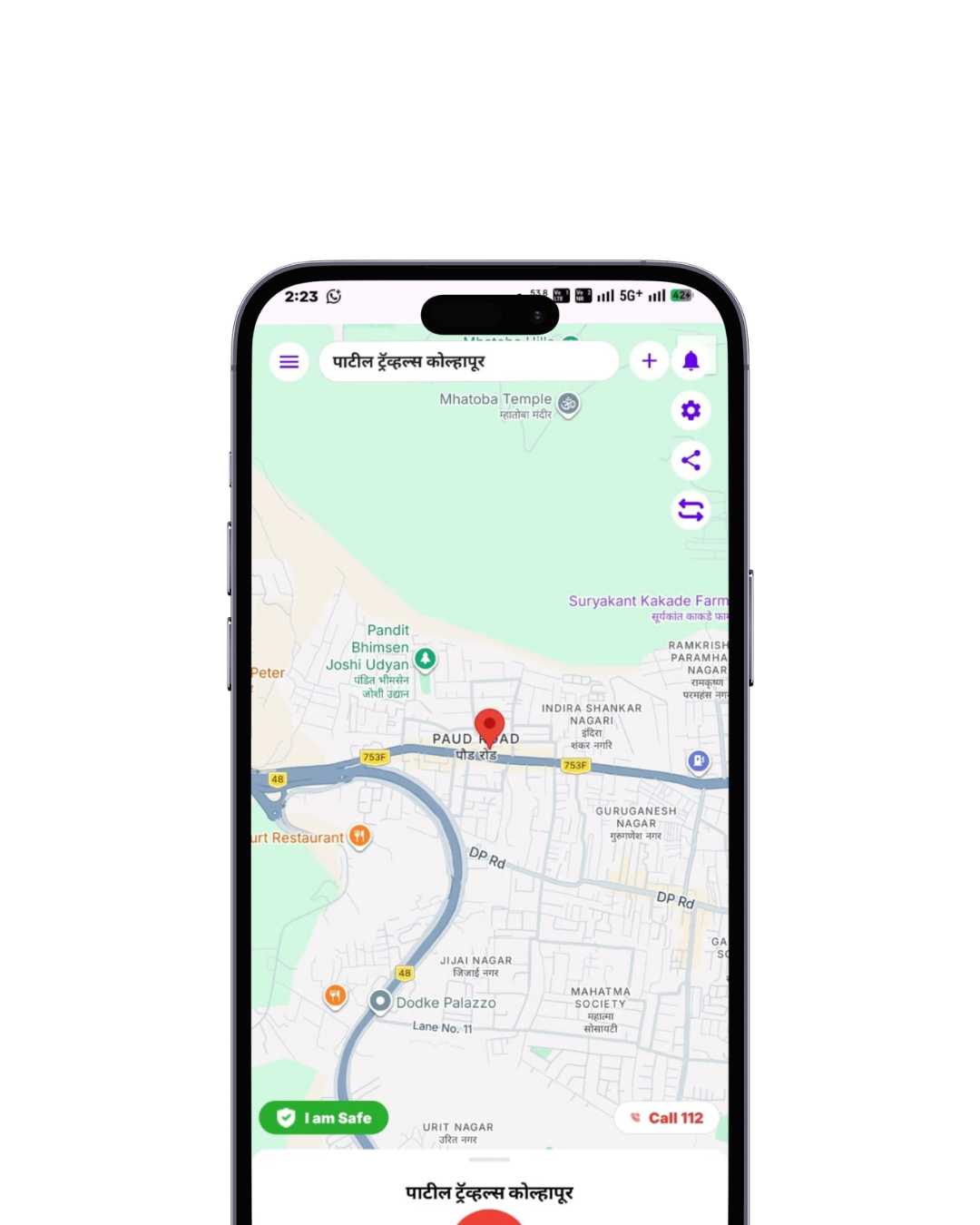 Set geo frame safety zones for hotels and tourist spots in travel tracking app