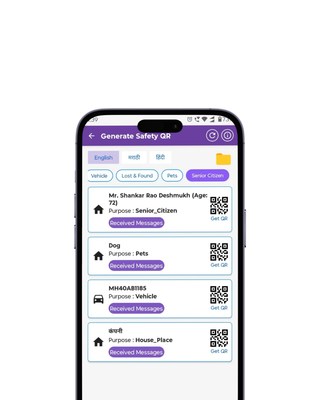 Senior citizen staying informed with safety alerts, notifications, and real-time updates in safety app